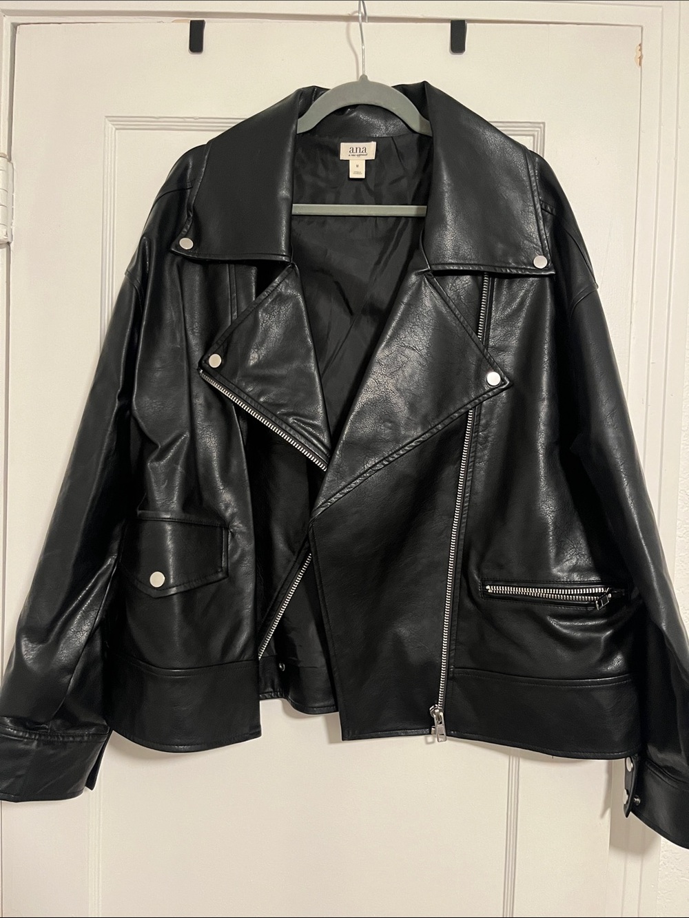 a.n.a Black Faux Leather Moto Jacket with Silver Hardware